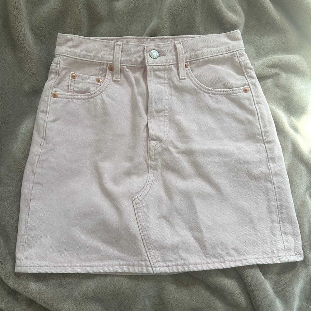Levi’s Premium Denim Skirt Size 26 | High Waist Light Pink Jean Skirt